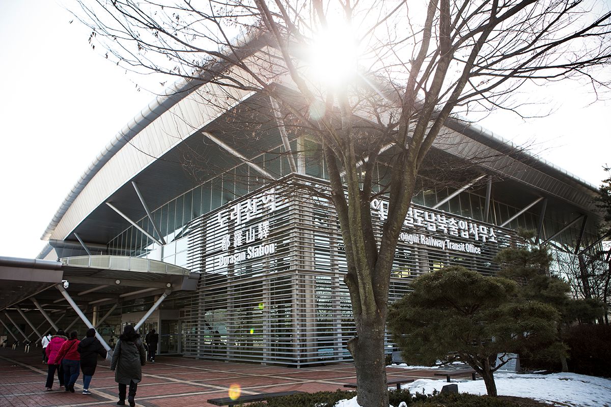 Dorasan Station is the last train stop in South Korea and is used as a link to the North. It is located around 56km from Seoul Station in the country’s capital and around 205km from North Korea’s Pyon