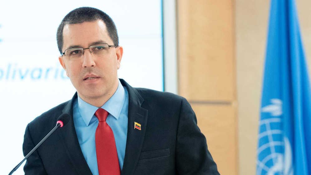 Venezuela Minister of Foreign Affairs Jorge Arreaza addresses the 40th session of the Human Rights Council at the United Nations [UN/Reuters]