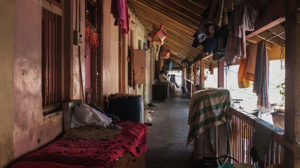 Scenes from the balcony of Kranti Nagar chawl, which were spaces for people to meet, celebrate festivals together, as well as resolve neighbourly disputes