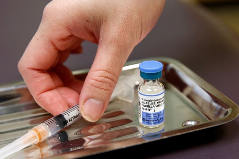 A vial of the measles, mumps, and rubella