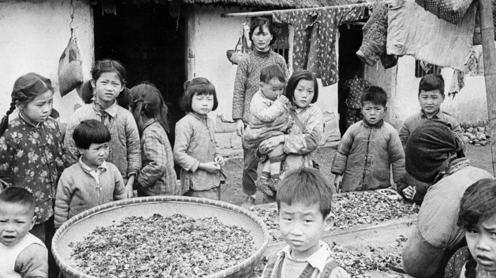 Mao’s Great Leap Forward, from 1958 to 1962, was an attempt to industrialise China using socialist economic principles. It resulted in starvation for millions in rural communities, such as this village on the outskirts of Shanghai