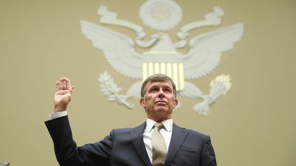 Acting Director of National Intelligence Joseph Maguire is sworn in before testifying before the House Intelligence Committee