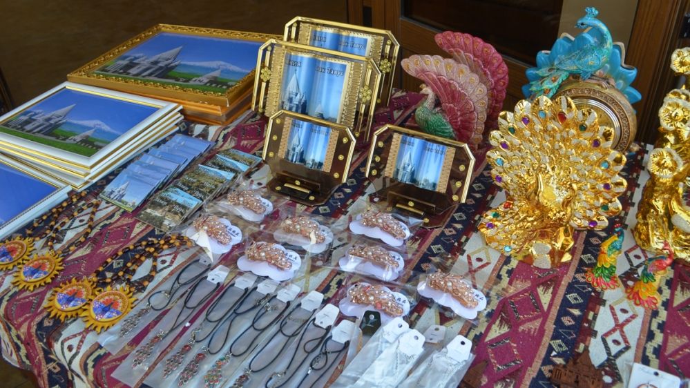 A souvenir stand in the temple
