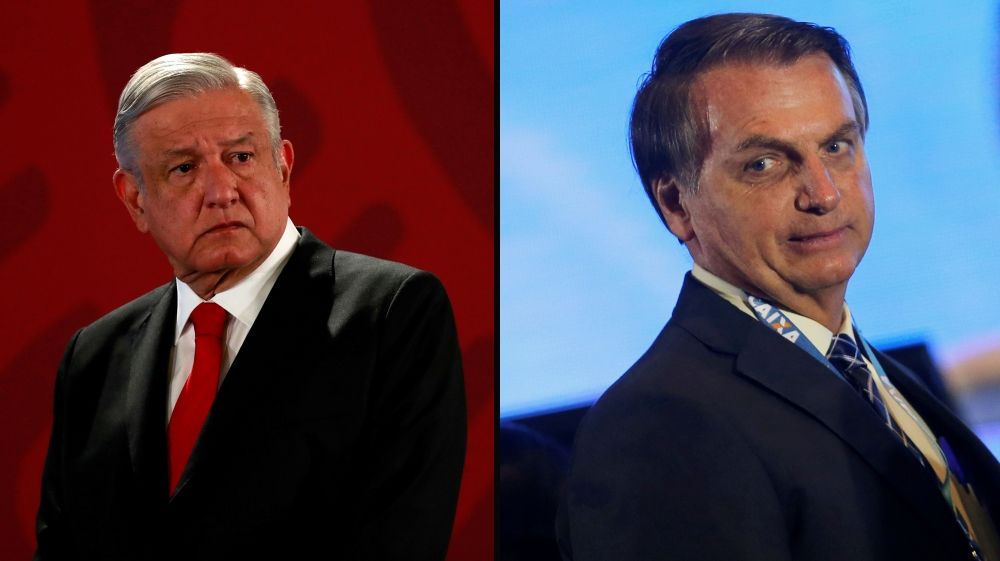 Corruption and crime are among the challenges facing Lopez Obrador, left, and Bolsonaro, right, in 2020 [Reuters]
