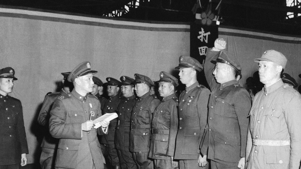 Chiang Kai-shek interviews faculty members of the Feng Shan Military Academy in September 1952. Taiwan’s Transitional Justice Commission is investigating abuses committed during military rule