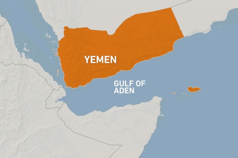Map of Yemen and Gulf of Aden.