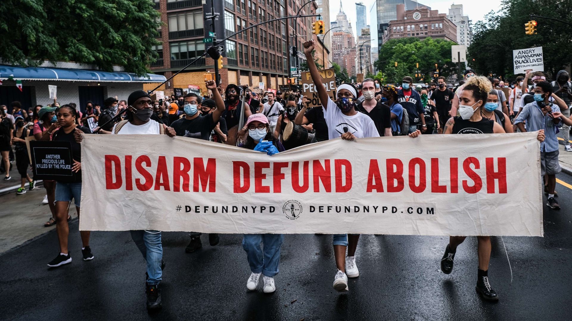Protesters voice their opposition to the current state of policing on June 29 in New York City [AFP]