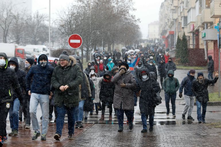 Thousands of demonstrators met at various locations, mostly in remote residential areas of the capital, and marched through the streets [AP]