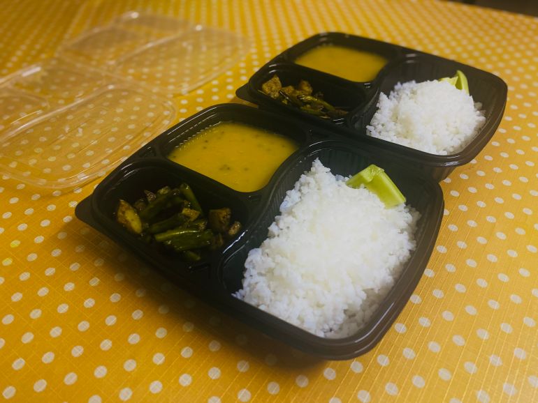 Senapati prepares daal (lentils), rice and vegetables in Bhubaneswar. For those who cannot afford it, she provides the meal for free [Courtesy of Sneha Senapati]