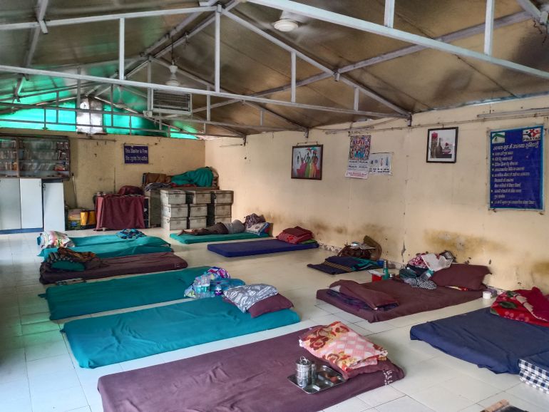 A homeless shelter in India’s capital, New Delhi, which houses migrant workers