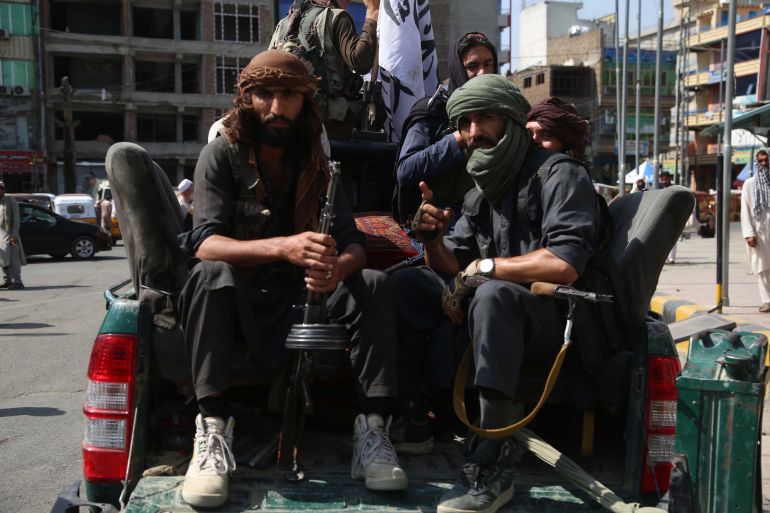 Taliban fighters patrol in Jalalabad, Afghanistan [EPA]