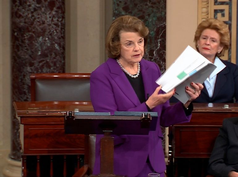 In 2014, Senate Intelligence Committee Chairwoman Dianne Feinstein publicly released an investigative report condemning the CIA’s interrogation tactics in a speech on the floor of the United States Senate
