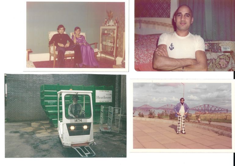 A selection of family photographs of Rajinder Singh, including one after he had shaven his head in order to get a job working in a bakery when he first came to the UK [Photos courtesy of Minreet Kaur]