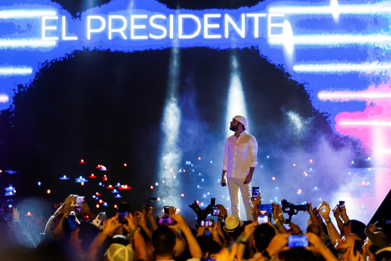 El Salvador’s president Nayib Bukele participates in the closing party of the “Bitcoin Week”