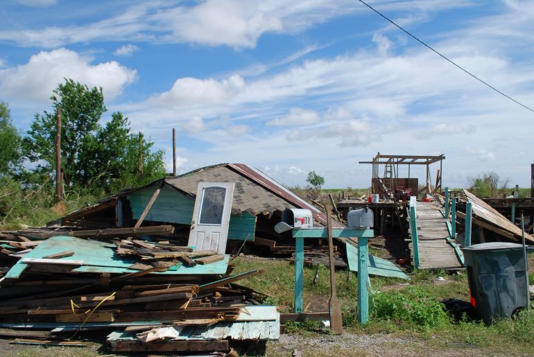A destroyed home in Isle de Jean Charles