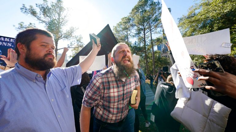 Anti-abortion rights activists disrupted a gathering of abortion rights activists in Jackson, Mississippi
