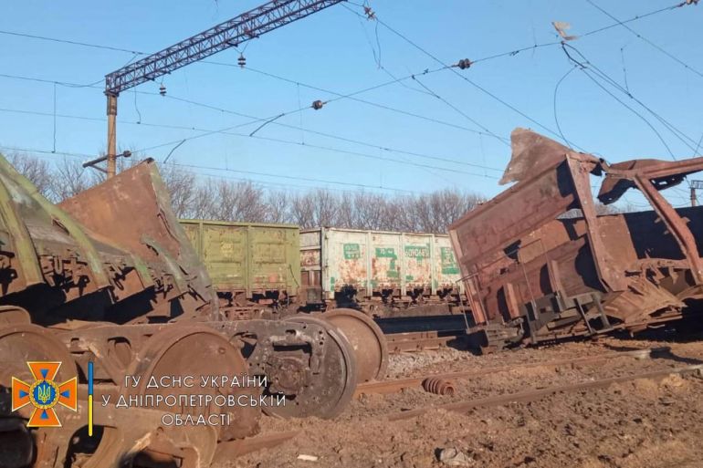 Railroad tracks have been destroyed at the Pavlograd station