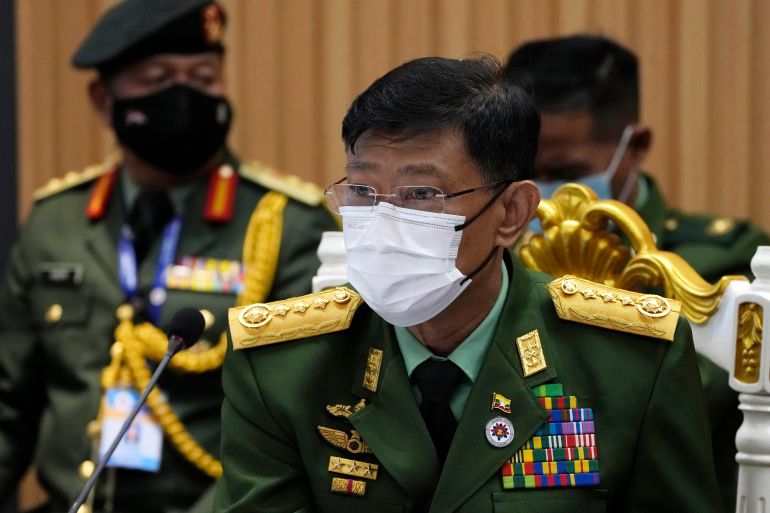 Myanmar's Defence Minister Mya Tun Oo in his uniform attending an ASEAN defence ministers' meeting in June 2022.