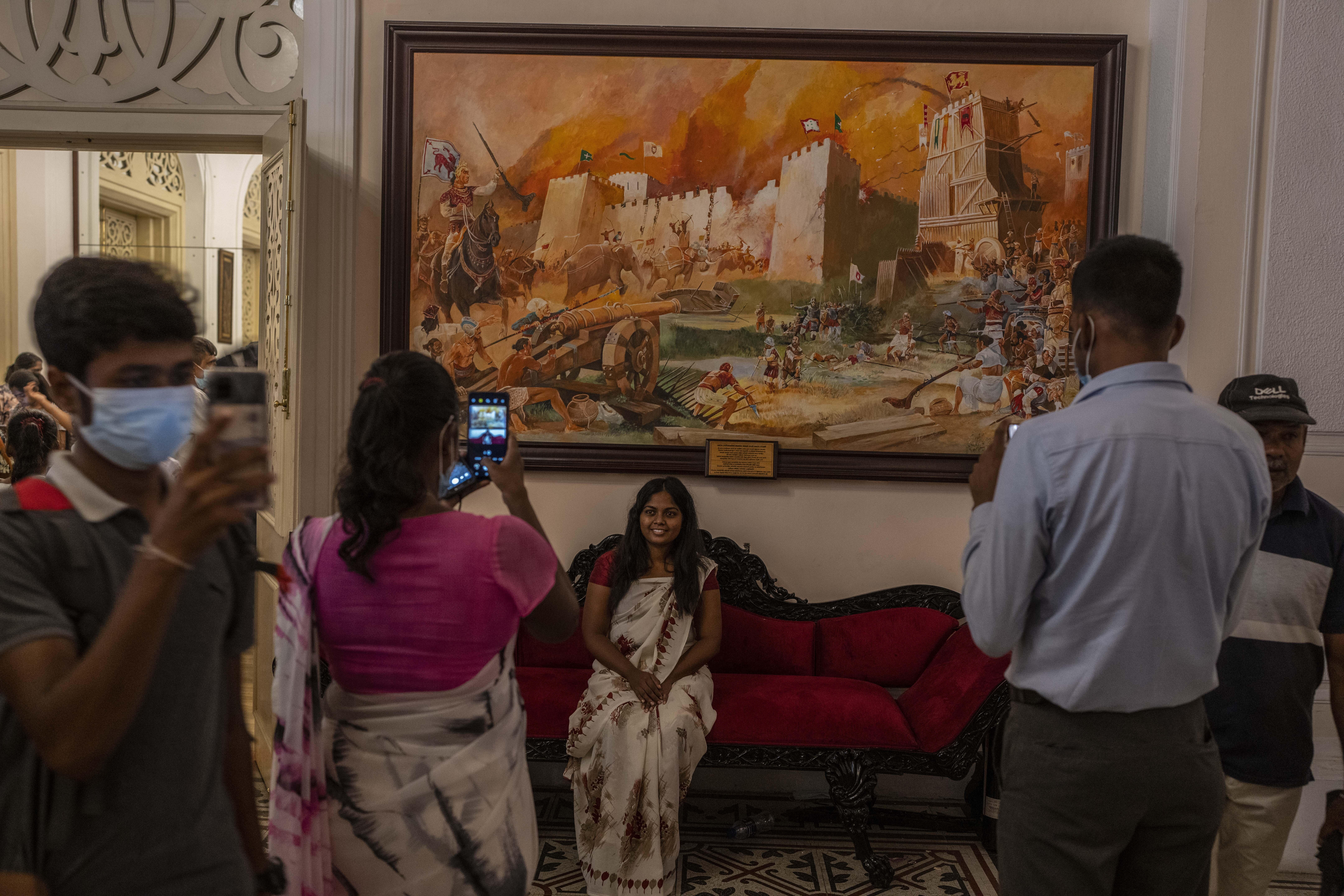 People take pictures at President Gotabaya Rajapaksa's