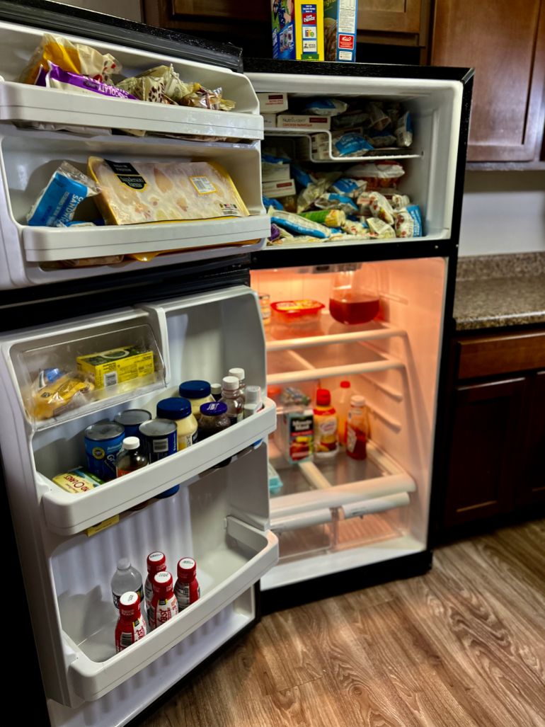 Cara has stocked her freezer full of packaged meals, as it’s cheaper than buying fresh produce and meat every day