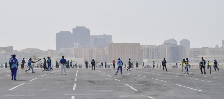 Cricket being played on a Friday morning in Doha [Courtesy Shiraz Sithara]