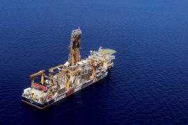 A drill ship in the middle of the sea