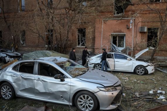 Cars damaged.