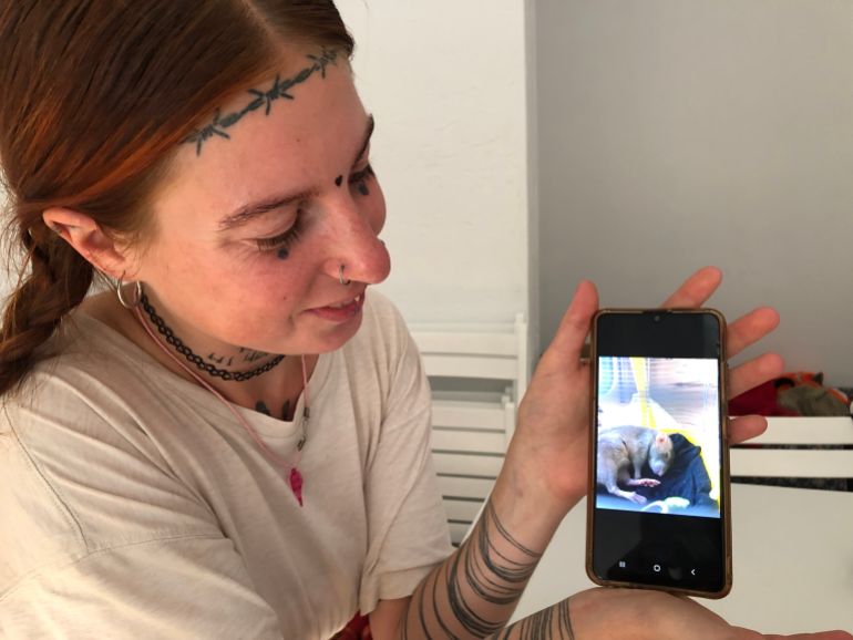 Ivanka shows a picture of her napping pet rat who died a month after they arrived in Lviv
