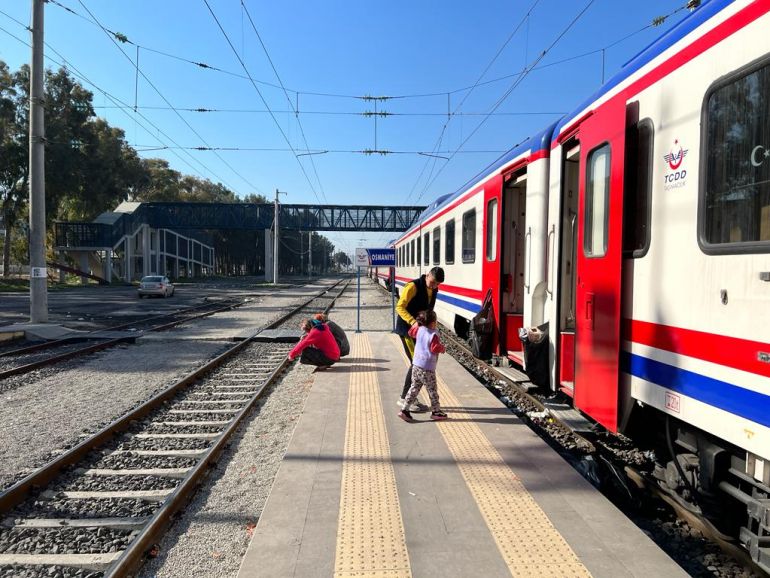People displaced by the quakes are sheltering inside train carriages at the Osmaniye station