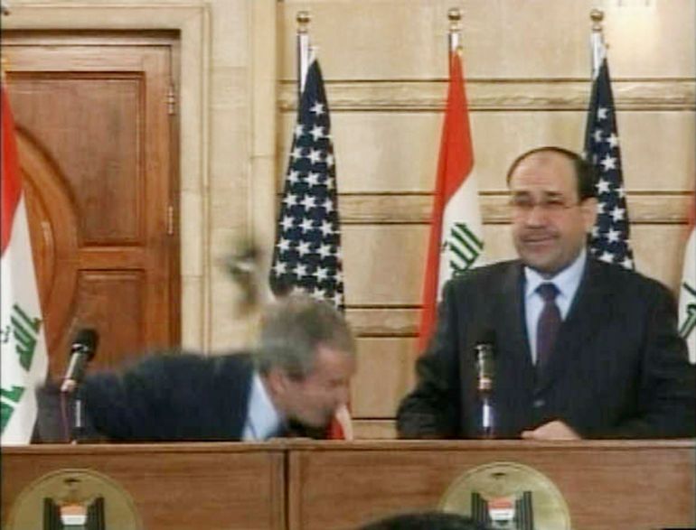 December 14, 2008 - “It’s like going to a political rally and have people yell at you. It’s a way for people to draw attention,” - Bush in Baghdad after an Iraqi journalist called him a dog and threw shoes at him.