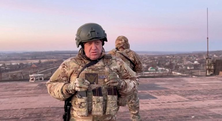 FILE PHOTO: Yevgeny Prigozhin, founder of Russia's Wagner mercenary force, speaks in Paraskoviivka, Ukraine in this still image from an undated video released on March 3, 2023. Concord Press Service/via REUTERS THIS IMAGE HAS BEEN SUPPLIED BY A THIRD PARTY. NO RESALES. NO ARCHIVES. MANDATORY CREDIT./File Photo