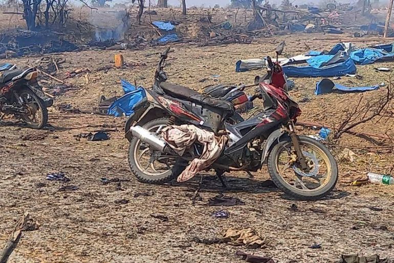 Aftermath of strike on Pa Zi Gyi village