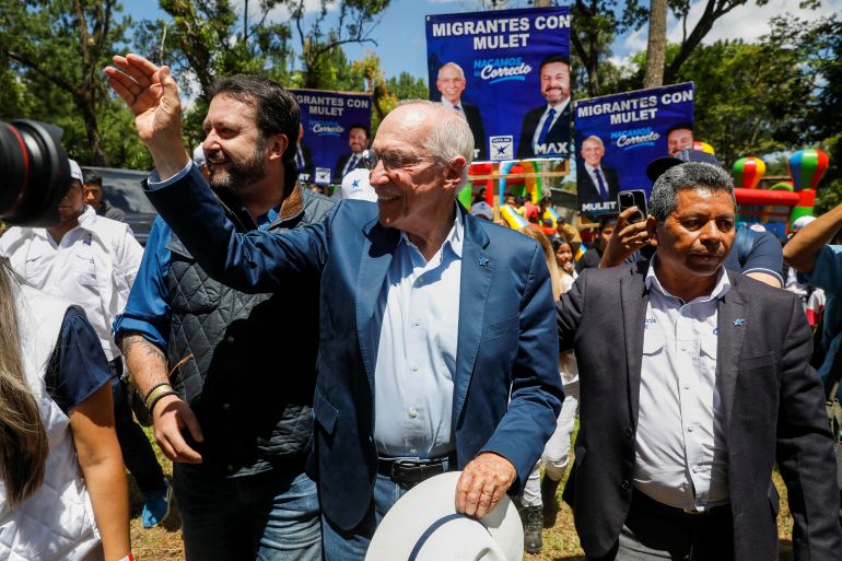 Mulet and vice presidential candidate Max Santa Cruz attend a closing campaign rally in San Juan Sacatepequez, June 18, 2023