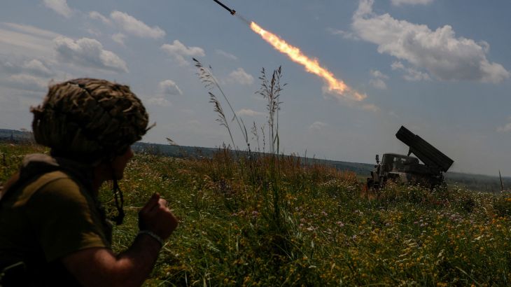 Ukrainian servicemen of the 47th Magura Separate Mechanised Brigade fire a BM-21 Grad multiple launch rocket system towards Russian troops near a front line, amid Russia's attack on Ukraine, in Zaporizhzhia region, Ukraine June 25, 2023. Radio Free Europe/Radio Liberty/Serhii Nuzhnenko via REUTERS TPX IMAGES OF THE DAY