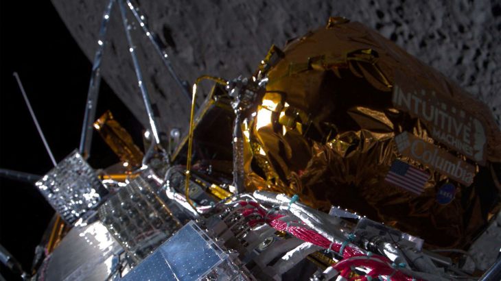 Intuitive Machines' Odysseus spacecraft passes over the near side of the Moon following lunar orbit insertion on February 2