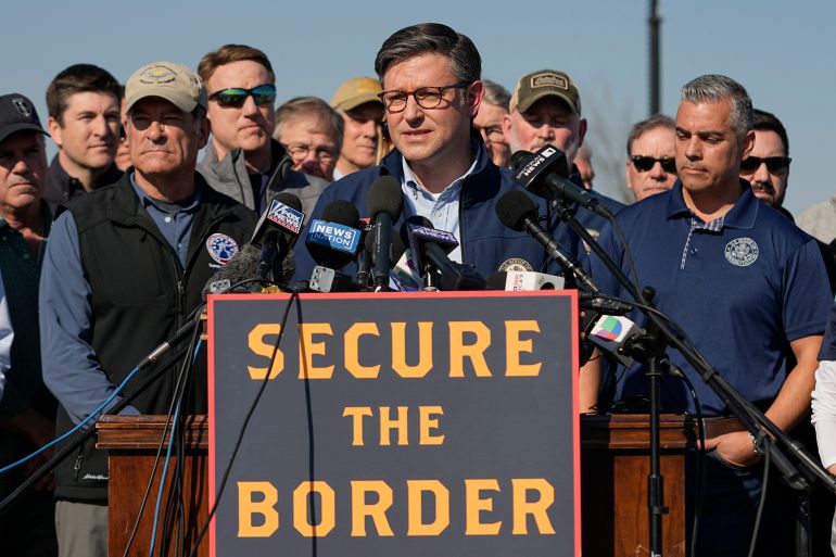 US House Speaker Mike Johnson opposes a bill providing more aid to Ukraine, saying it does not go far enough to impose restrictions on the US border with Mexico
