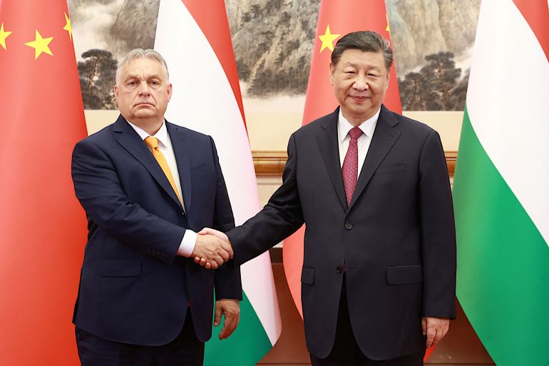 Chinese President Xi Jinping meets Hungary's Prime Minister Viktor Orban at the Diaoyutai State Guesthouse in Beijing, China July 8, 2024.