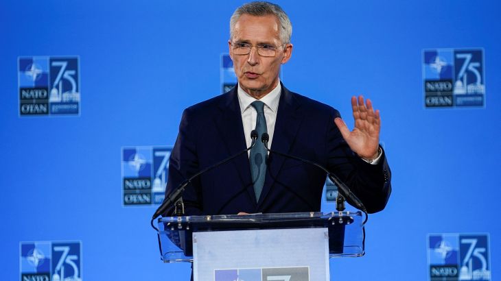 NATO Secretary General Jens Stoltenberg holds a press conference, during NATO's 75th anniversary summit, in Washington, U.S.