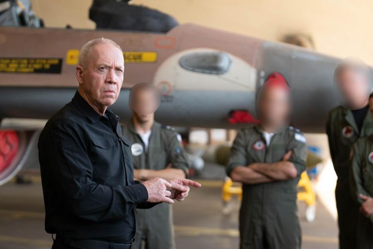 sraeli Defense Minister Yoav Gallant visits an airbase near the city of Haifa in northern Israel on September 18, 2024. Gallant stated that his country's "focus has shifted to the Lebanese front, marking a new phase in the war," following the second explosion in 24 hours affecting electronic devices across Lebanon, on September 18, 2024. ( GPO - Ariel Hermoni - Anadolu Agency )