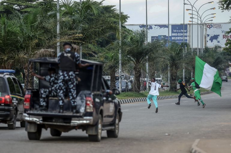 Nigeria protesters dispersed by police