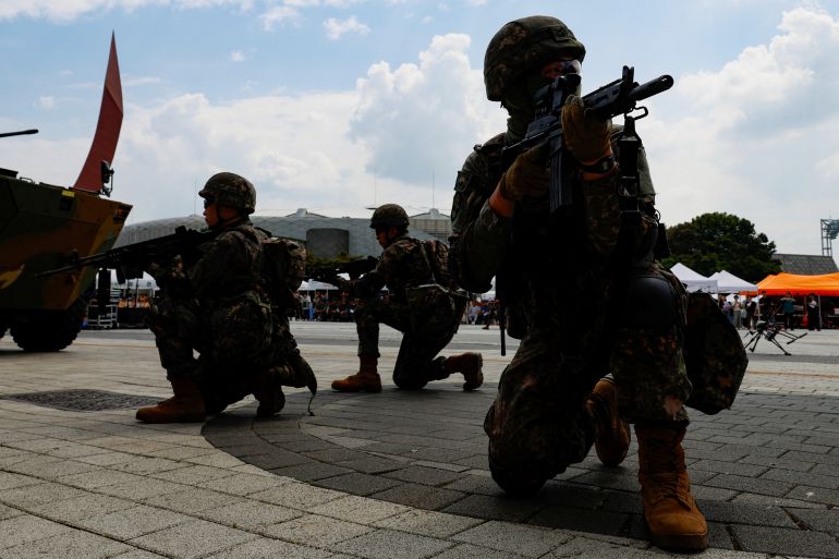 South Korean soldiers participate in an antiterror drill