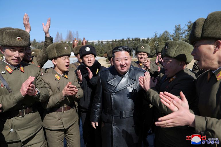 North Korean leader Kim Jong Un visits the Kim Il Sung University of Politics, in Pyongyang, North Korea, February 24, 2025, in this picture released by the Korean Central News Agency. KCNA via REUTERS ATTENTION EDITORS - THIS IMAGE WAS PROVIDED BY A THIRD PARTY. REUTERS IS UNABLE TO INDEPENDENTLY VERIFY THIS IMAGE. NO THIRD PARTY SALES. SOUTH KOREA OUT. NO COMMERCIAL OR EDITORIAL SALES IN SOUTH KOREA.