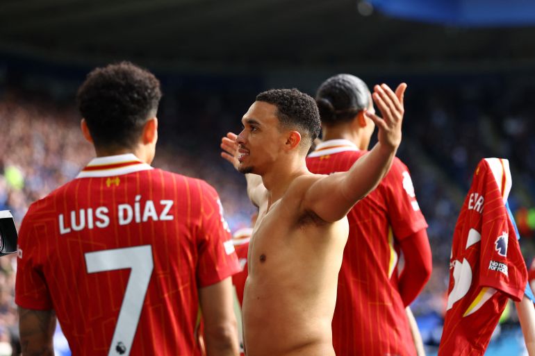 Liverpool's Trent Alexander-Arnold celebrates scoring