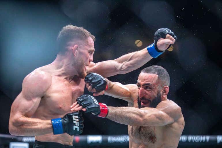 Jack Della Maddalena fights against Belal Muhammad at UFC 315 in Montreal