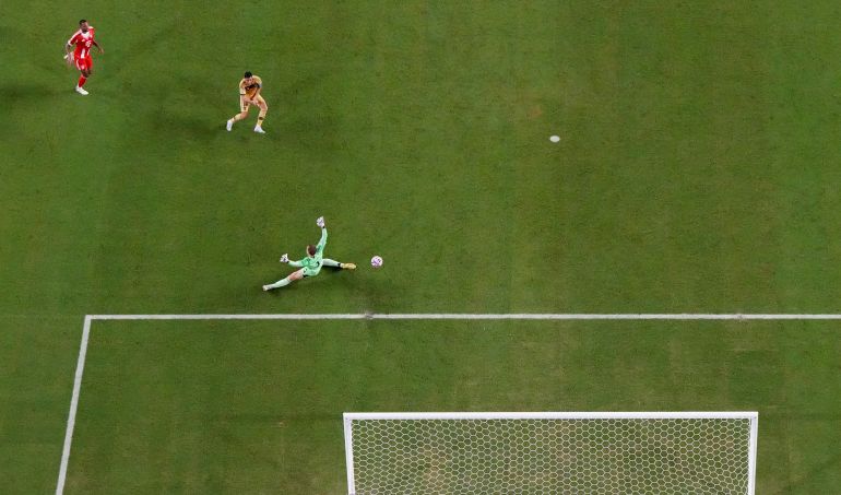 Boca Juniors' Miguel Merentiel scores their first goal