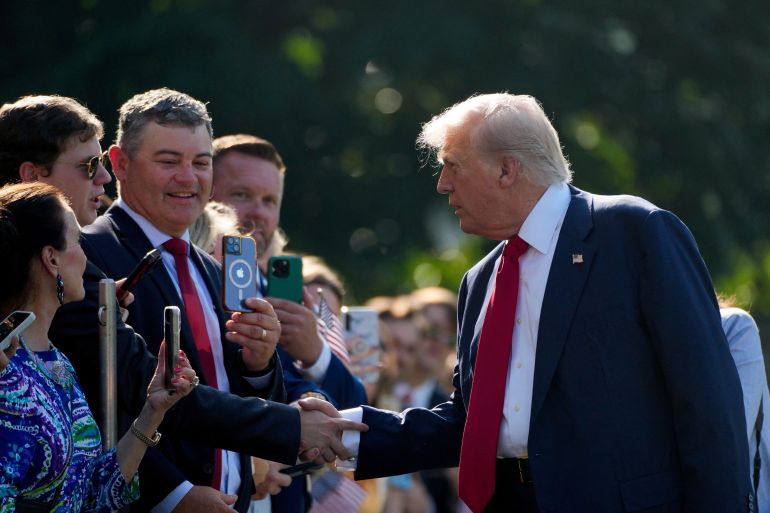 Trump greets supporters