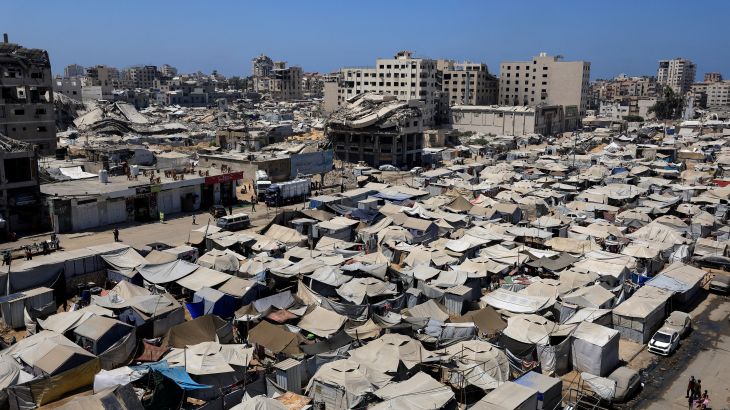 A view of tents sheltering Palestinians displaced by the Israeli military offensive, in Gaza City, August 23, 2025. [Dawoud Abu Alkas/Reuters]