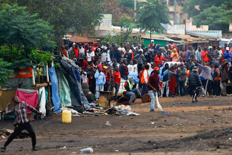 Demonstrators participate in a protest a day after Tanzania's elections.