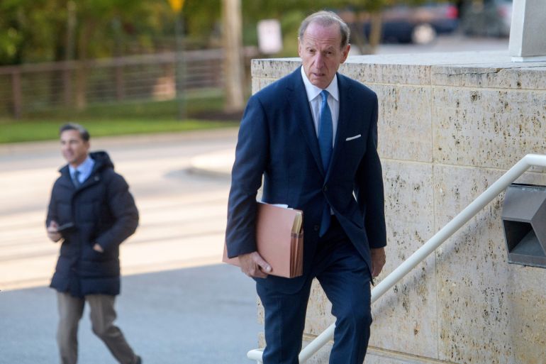 Abbe Lowell, John Bolton’s lawyer, arrives for the October 17 arraignment hearing
