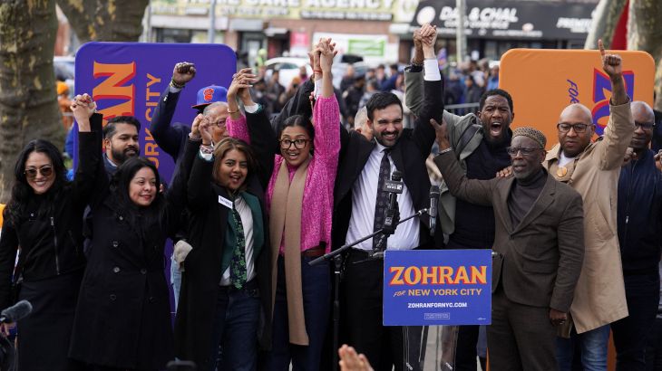 Democratic candidate for New York City mayor, Zohran Mamdani, attends a campaign event on the final weekend before the 2025 New York City mayoral Election in the Queens borough of New York City, U.S., November 1, 2025.